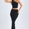 Lena Modal Twist-Front Maxi Skirt in Black