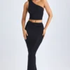 Lena Modal Twist-Front Maxi Skirt in Black