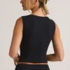 Lene Modal Ribbed Button-Up Vest Top in Black