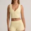 Lene Modal Ribbed Button-Up Vest Top in Buttercream Yellow