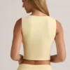 Lene Modal Ribbed Button-Up Vest Top in Buttercream Yellow