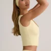 Lene Modal Ribbed Button-Up Vest Top in Buttercream Yellow