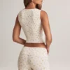 Lene Modal Ribbed Button-Up Vest Top in Floral Print