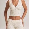 Nina Modal Foldover Mid-Rise Shorts in Floral Print