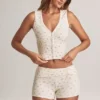 Lene Modal Ribbed Button-Up Vest Top in Floral Print