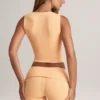 Lene Modal Ribbed Button-Up Vest Top in Peach