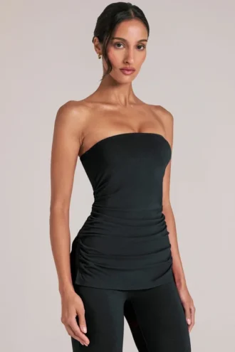 Leni Bandeau Longline Top in Black