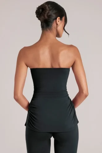 Leni Bandeau Longline Top in Black