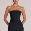 Leni Bandeau Longline Top in Black
