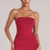 Leni Bandeau Longline Top in Cherry Red