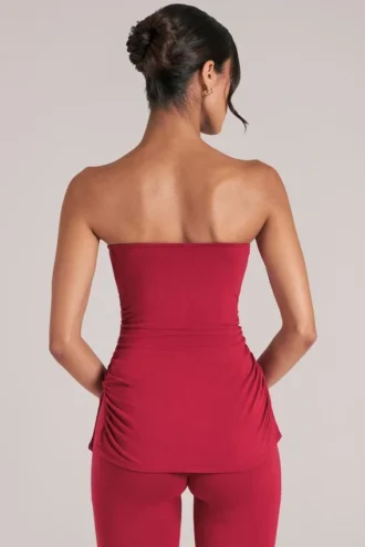 Leni Bandeau Longline Top in Cherry Red