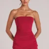 Leni Bandeau Longline Top in Cherry Red