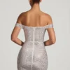 Leonora Embellished Off-Shoulder Mini Dress in White