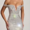 Leonora Embellished Off-Shoulder Mini Dress in White