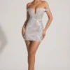 Leonora Embellished Off-Shoulder Mini Dress in White