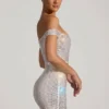 Leonora Embellished Off-Shoulder Mini Dress in White