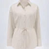 Lerici Oversized Cotton-Poplin Shirt in Taupe Stripe
