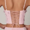 Letitia Embellished Lace-Up Corset Top in Soft Pink