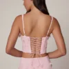 Letitia Embellished Lace-Up Corset Top in Soft Pink