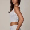 Letitia Embellished Lace-Up Corset Top in White