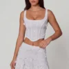 Letitia Embellished Lace-Up Corset Top in White