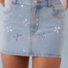 Levara Mid-Rise Denim Micro Mini Skirt  in Light Denim
