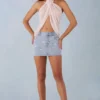 Levara Mid-Rise Denim Micro Mini Skirt  in Light Denim