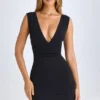 Leya Modal Ruched A-Line Mini Dress in Black