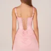 Lia Lace-Up Draped Mini Dress in Blush Pink