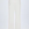 Libby Pointelle Mid-Rise Straight-Leg Trousers in White