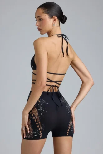 liberty embellished cross strap bikini top in black 2 330x495 - Liberty Embellished Cross-Strap Bikini Top in Black