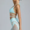 Liberty Embellished Cross-Strap Bikini Top in Ice Blue