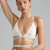 Liberty Embellished Cross-Strap Bikini Top in Ivory