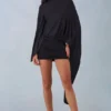 Lida Draped Cape Mini Dress in Black