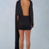 Lida Draped Cape Mini Dress in Black