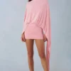 Lida Draped Cape Mini Dress in Blush Pink
