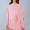 Lida Draped Cape Mini Dress in Blush Pink