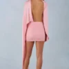 Lida Draped Cape Mini Dress in Blush Pink