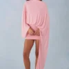 Lida Draped Cape Mini Dress in Blush Pink