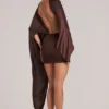 Lida Draped Cape Mini Dress in Chocolate Brown