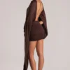 Lida Draped Cape Mini Dress in Chocolate Brown