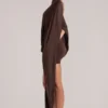 Lida Draped Cape Mini Dress in Chocolate Brown