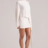 Lida Draped Cape Mini Dress in Ivory