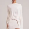 Lida Draped Cape Mini Dress in Ivory
