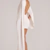 Lida Draped Cape Mini Dress in Ivory