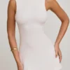 Lidia High Neck Open Back Mini Dress in White