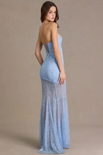 Liliane Premium Embellished Lace Corset Gown in Sky Blue