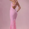 Lillienne Lace Sweetheart-Neck Gown in Blush Pink