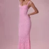 Lillienne Lace Sweetheart-Neck Gown in Blush Pink