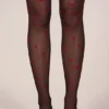 Lina Loveheart Print Tights in Black